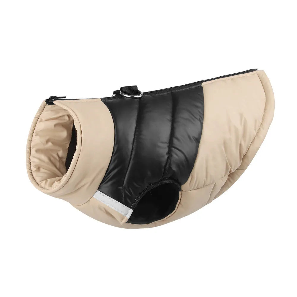 Waterproof padded dog jacket in multiple colours with front zipper, sizes S to 5XL