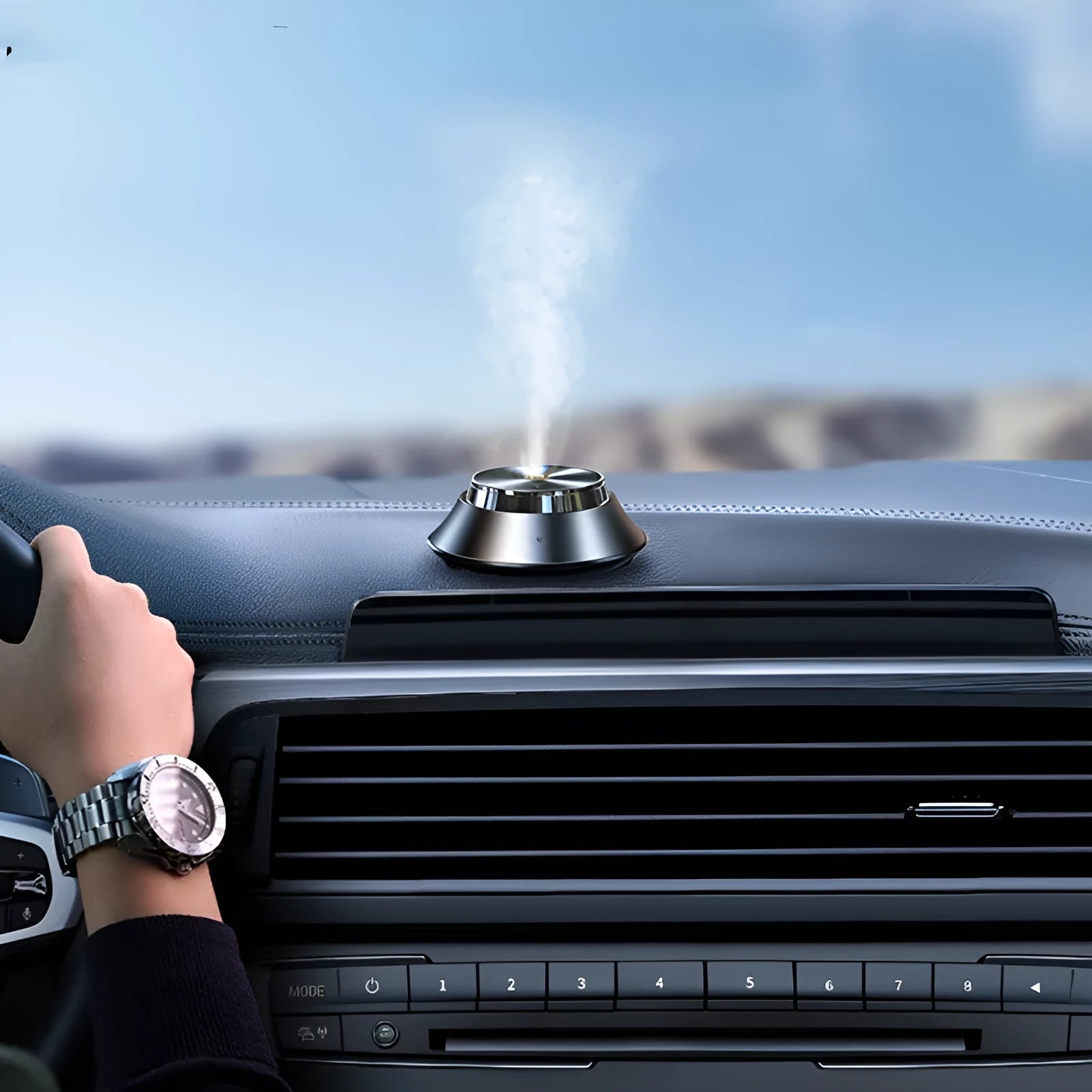Black butterfly-shaped car air purifier and perfume diffuser with USB cable and essential oil bottle