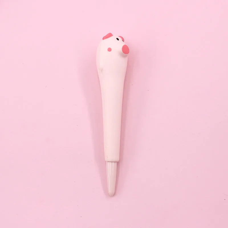 Apple-compatible vent pen with 0.5mm gel tip showing cartoon design options including dinosaur and kitten patterns