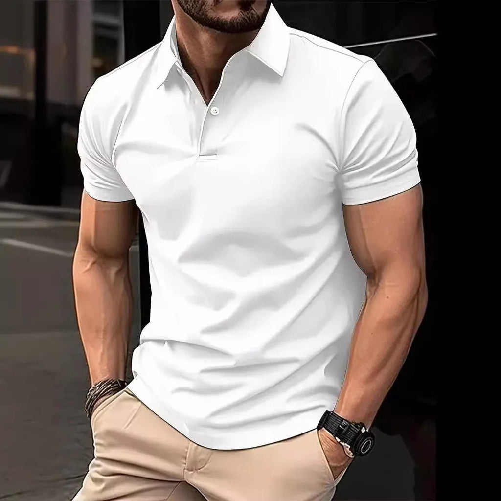 Men's slim fit casual button short sleeve shirt in solid colours