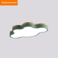 Modern rectangular cloud-shaped LED ceiling lamp with a wooden-style frame, mounted flush to a ceiling.