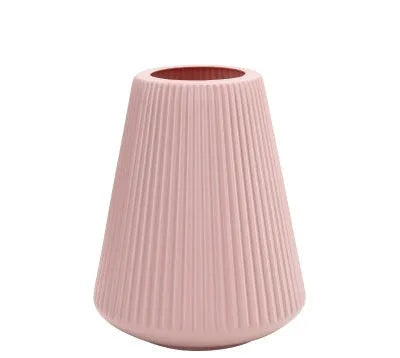 Melamine plastic decorative vase in blue, green, pink or white colours measuring 16x20 cm