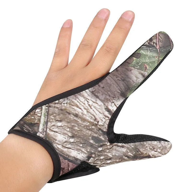 Two finger fishing tackle glove showing diving cloth back and microfiber palm in available colours