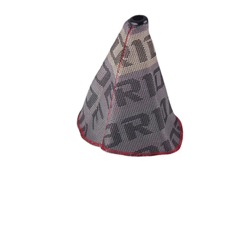 Canvas dust cover for racing gear head in black with Recaro flag design