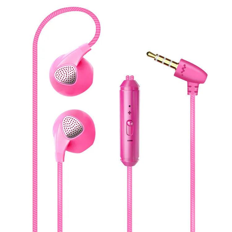 Wired in-ear headphones with microphone, black, L-shaped plug, 1.2m TPE cable