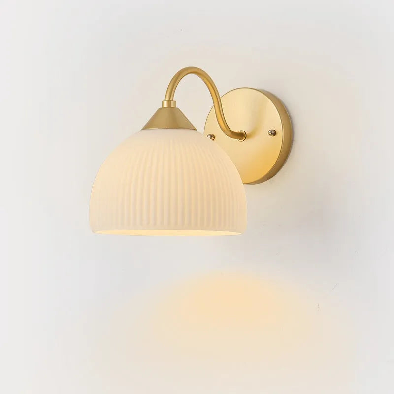 Gold and white glass lampshade on iron frame with spray paint frosted finish for corridors and living rooms