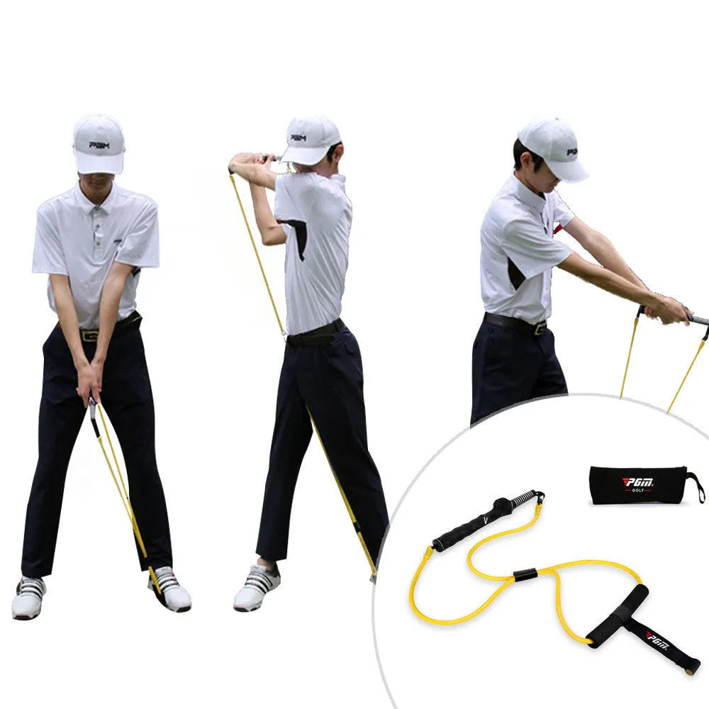 Yellow latex swing tensioner with safety door buckle and carry bag for posture training