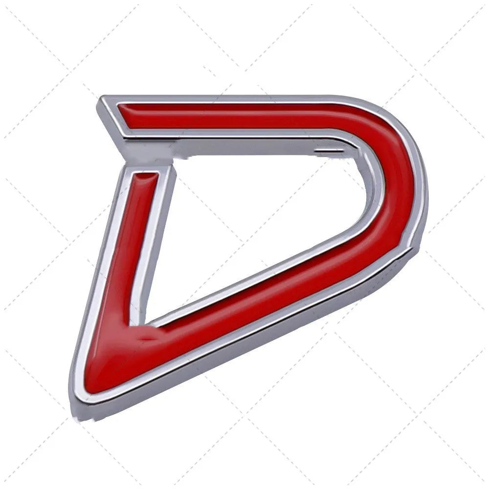 Metal car bumper decorative sticker in SD D S sizes with red silver and red black colour options