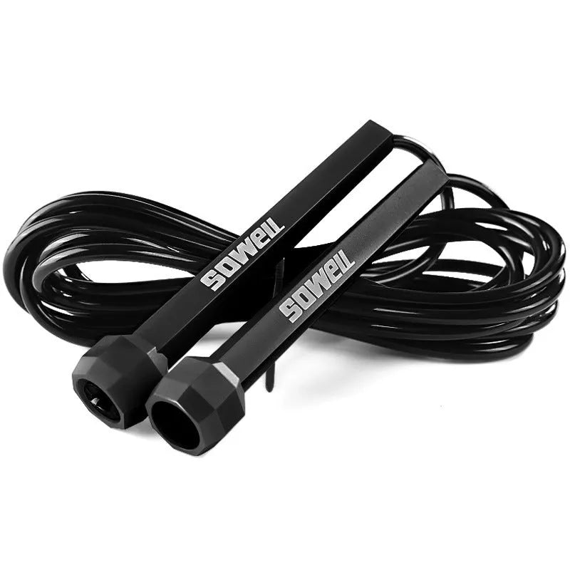 Adult training skipping rope in black, 3 metre length, PP material, for fitness equipment use