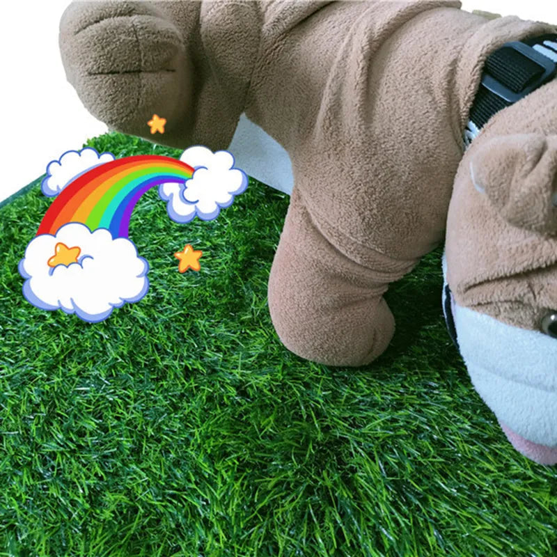 Green dog pee training grass mat with realistic texture for indoor and outdoor pet potty training