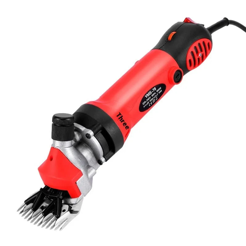 Yellow 110V electric wool shearing machine with multiple blade sets and maintenance tools