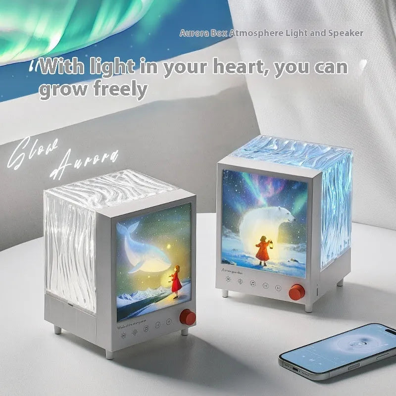 Aurora Treasure Box atmosphere projection lamp with star sea whale light effects and Bluetooth speaker