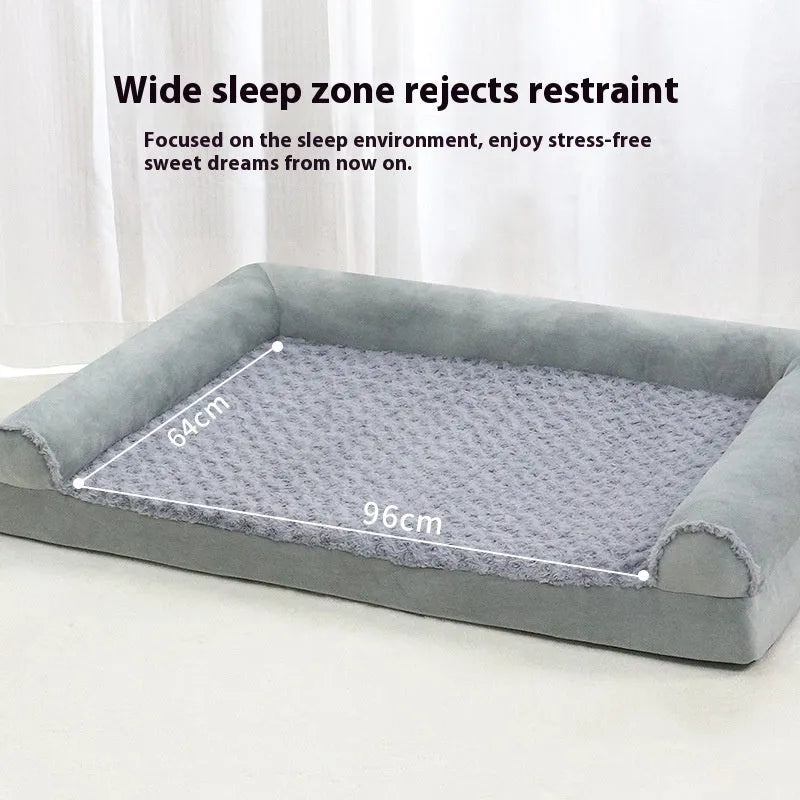 Light grey foldable cloth kennel for a large dog, shown with dimensions.