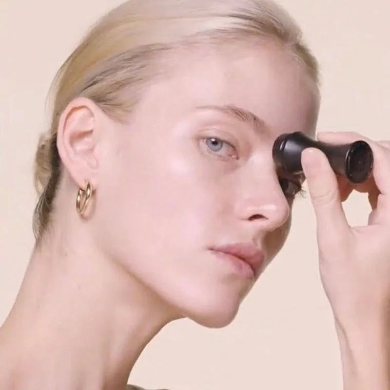 Portable volcanic stone roller for oily skin control in black, green, pink or white