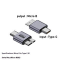USB Type-C and USB-A to Micro B adapter for data transfer and charging compatible with mobile phones and hard drives