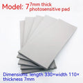 Black and grey plastic light-sensitive mat for seal pottery and calligraphy, showing 330mm by 110mm dimensions.