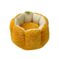 Pumpkin-shaped pet bed with raised sides and cotton filling for cats and small dogs
