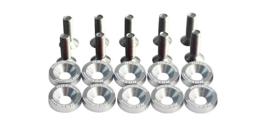 Ten car modification gasket screws displayed in eight different colours for automotive engine bay customisation