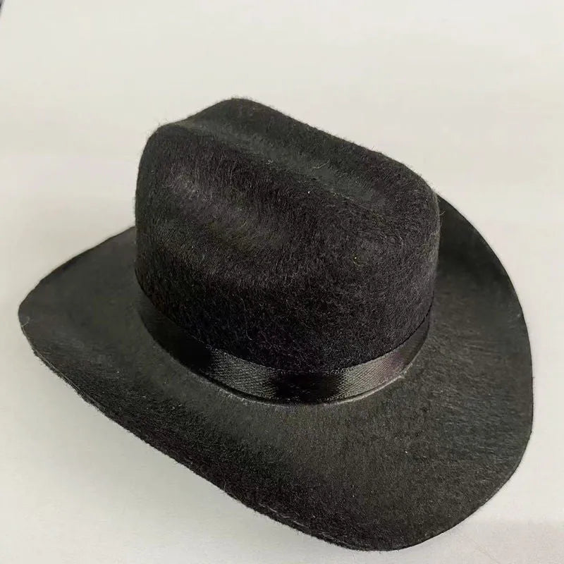 British cowboy hat for cats in non woven fabric with ribbon or velvet belt trim