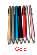 Fine tip metal stylus pen for touch screen phones and tablets, shown in multiple colours.