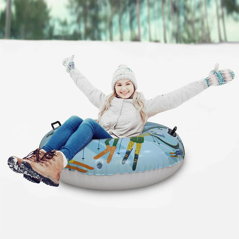 Colourful PVC ski ring toy with printed winter designs for children's outdoor snow play