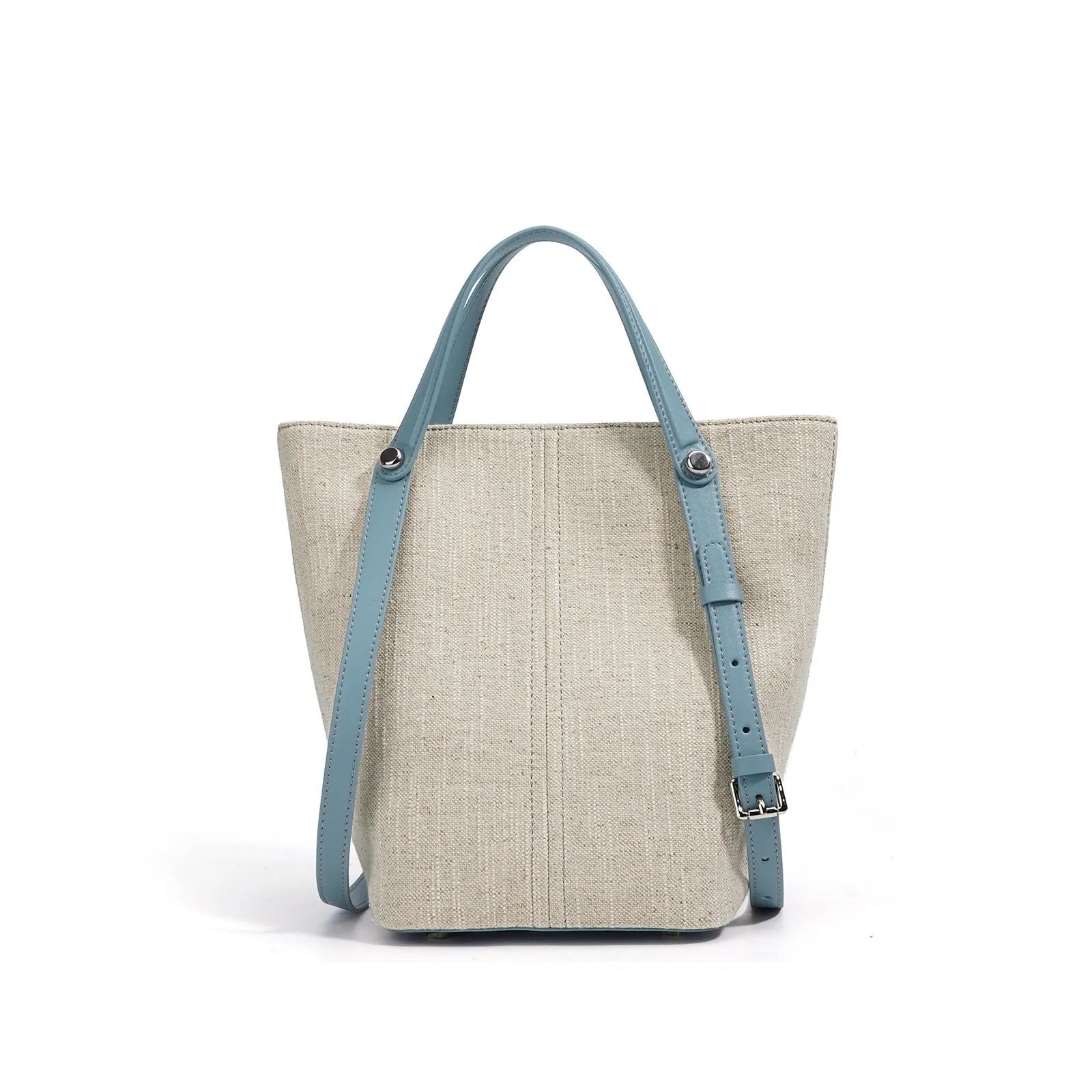 Genuine leather shoulder bag in Linen Black with contrast stitching and open pocket