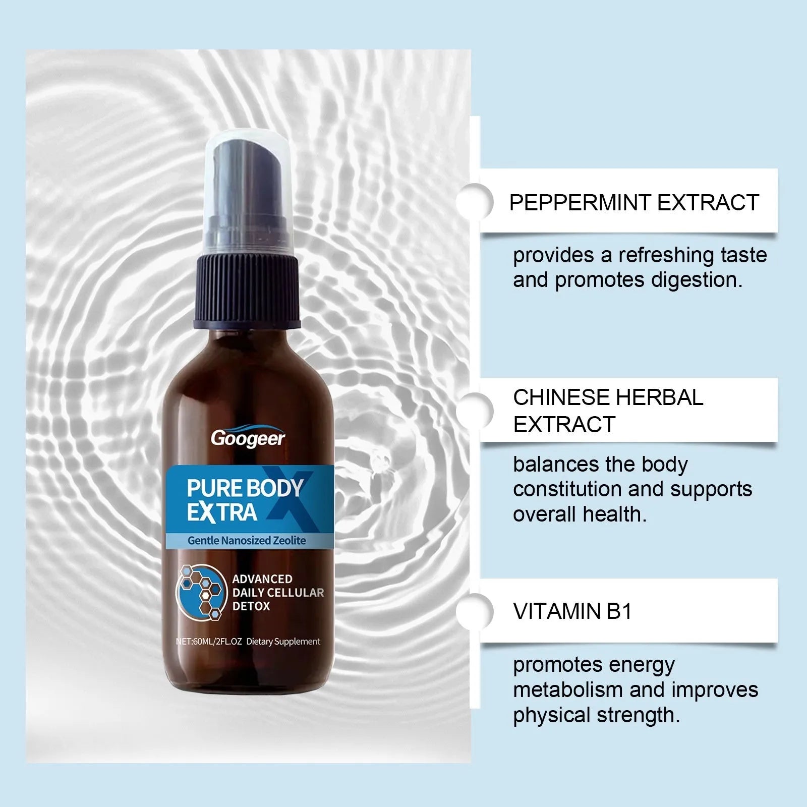 Googeer 60ml body care oral spray bottle with spray mechanism for wellness supplementation