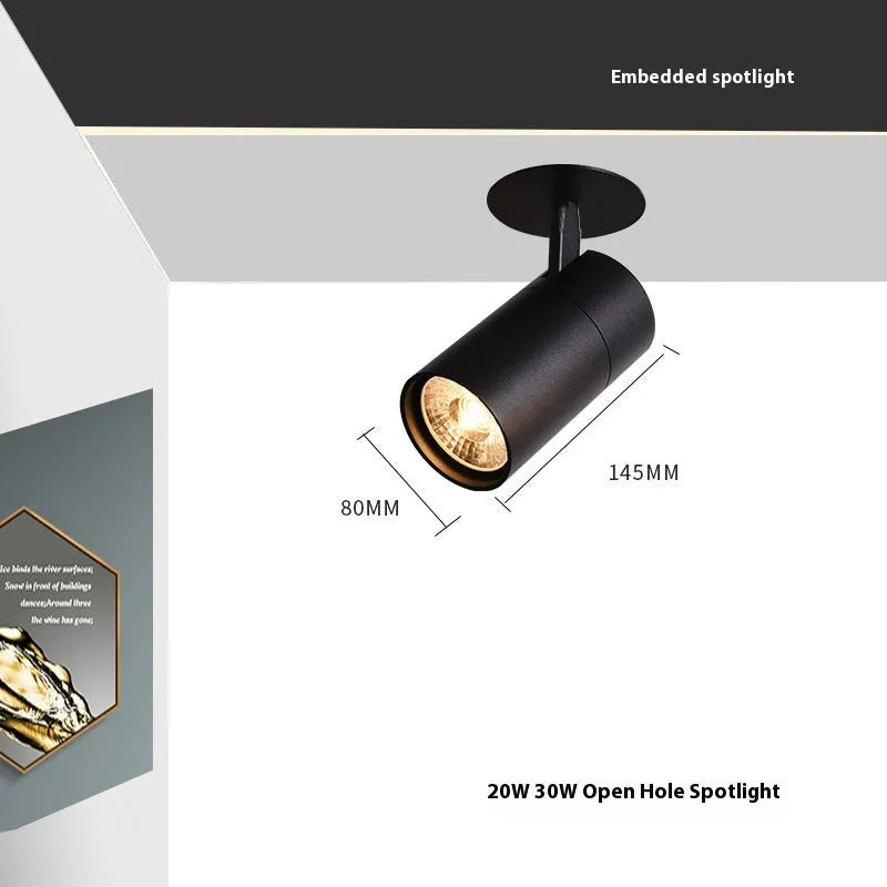 Black and white aluminium cylinder LED spotlight for recessed installation in 55-75mm openings