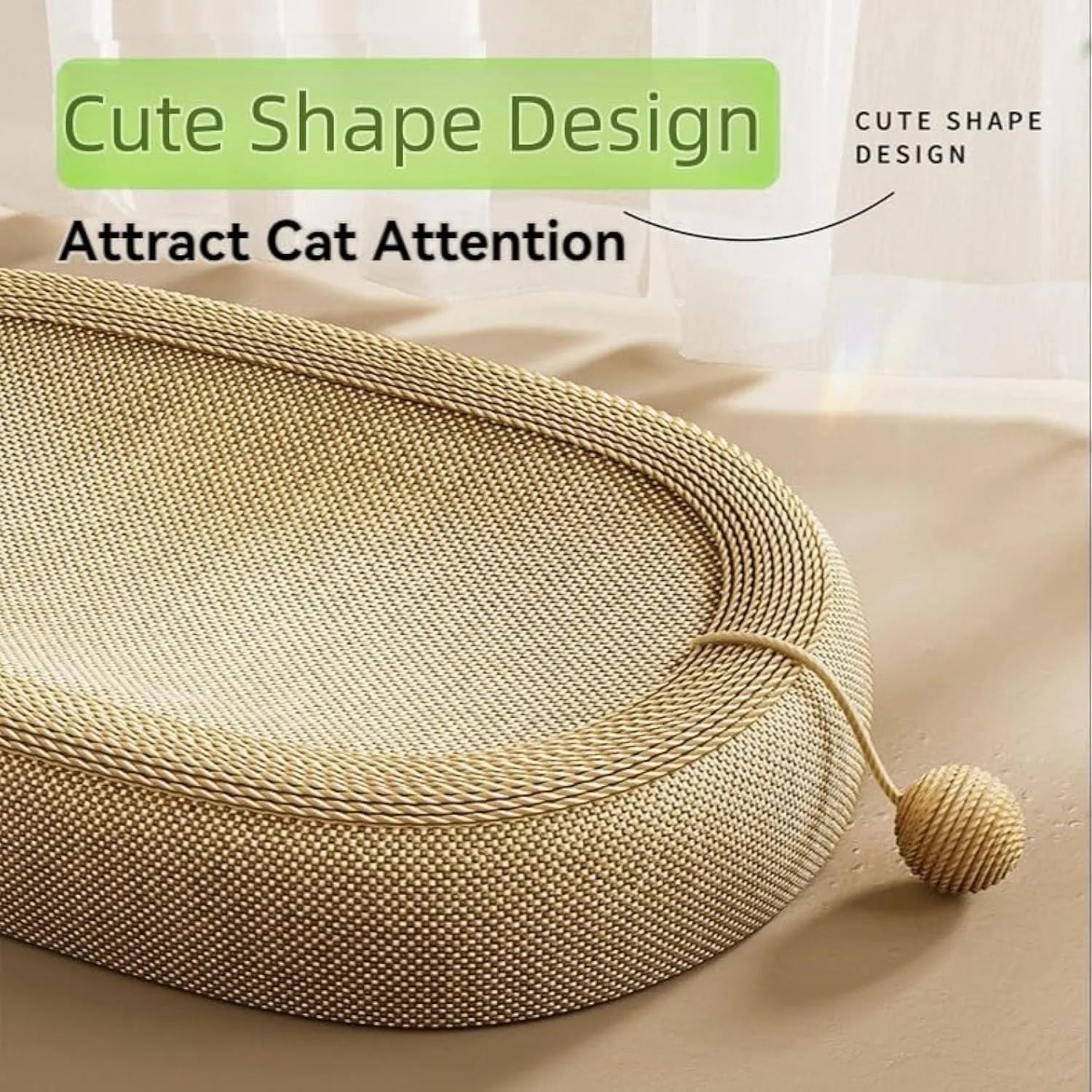 Extra large natural sisal cat scratching board with integrated lounge platform