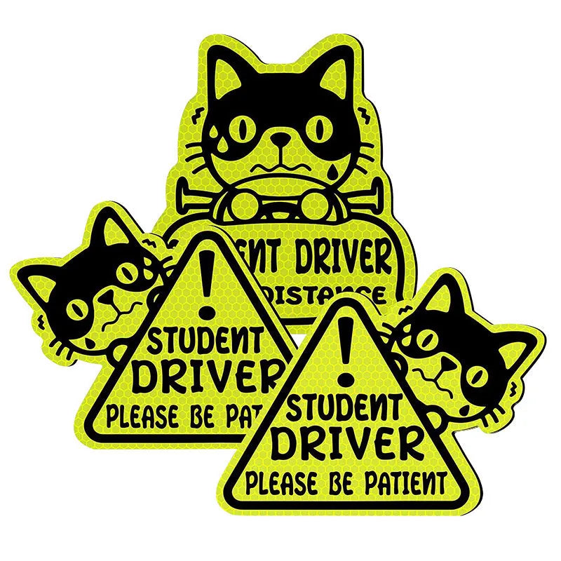 Set of three magnetic reflective animal stickers for vehicle safety marking