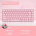 Pink mechanical gaming keyboard with white backlight showing 82-key layout