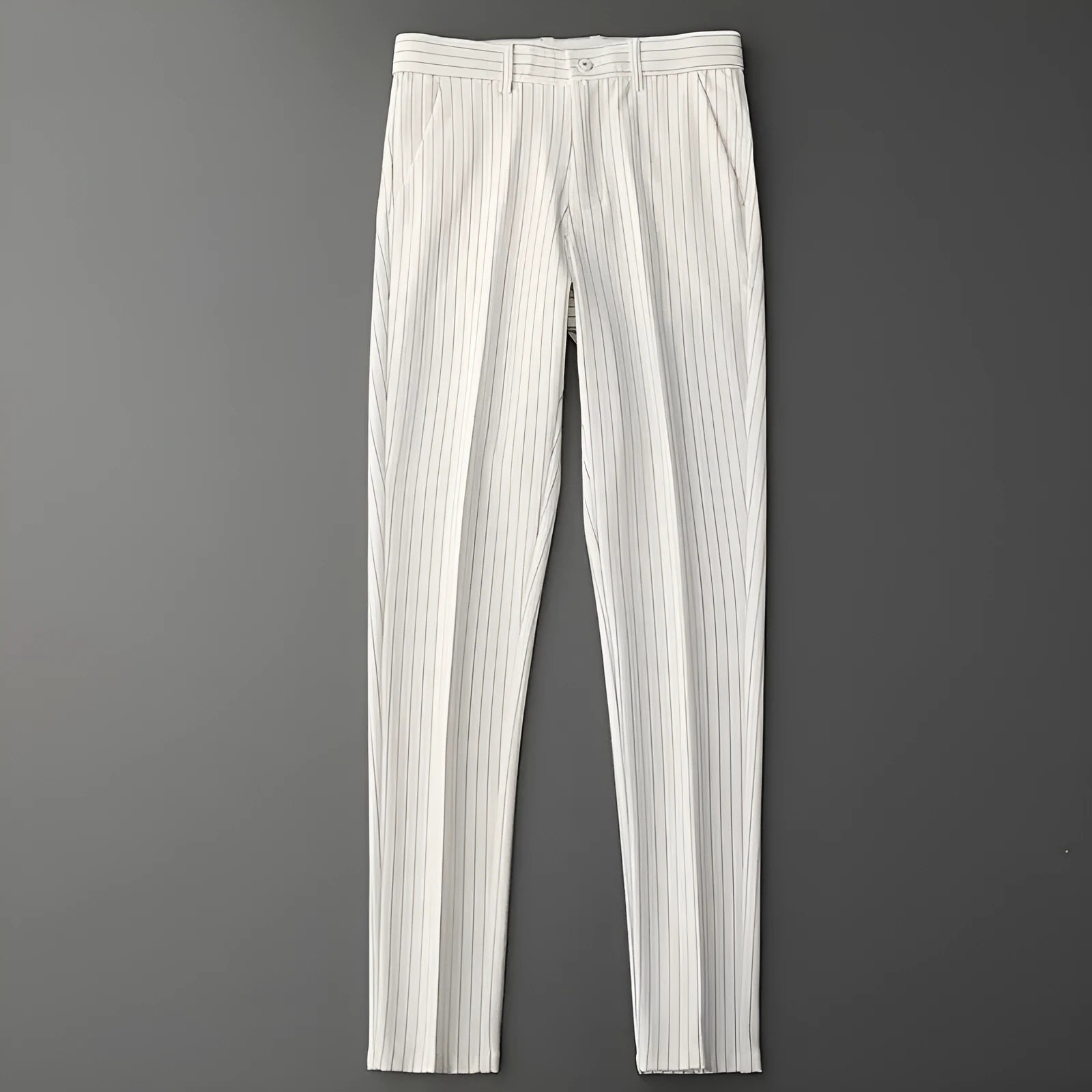Men's striped casual suit pants with loose drape fitting in multiple colour and style options