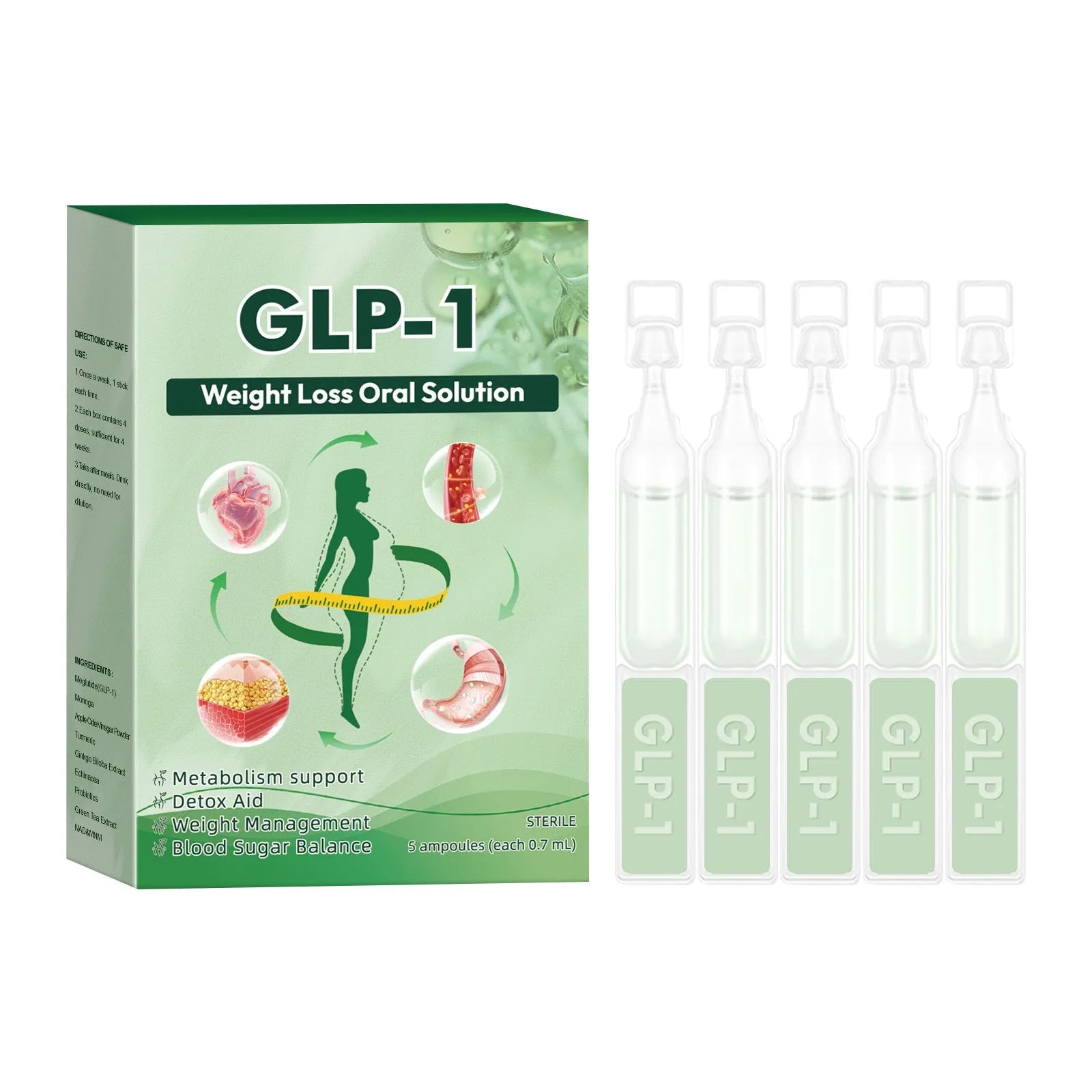 Boxed set of five lifting and firming body shaping care drops, 50g each.
