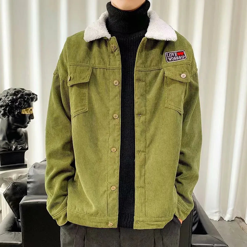 Men's corduroy workwear jacket in loose fit with stick pockets and polyester lining