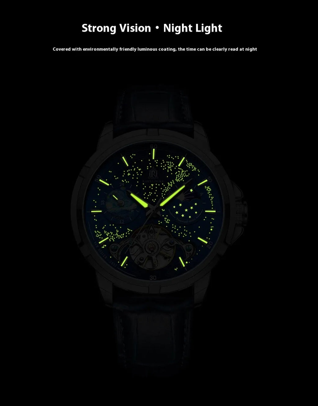 Men's automatic mechanical watch with blue dial and stainless steel case showing analogue display