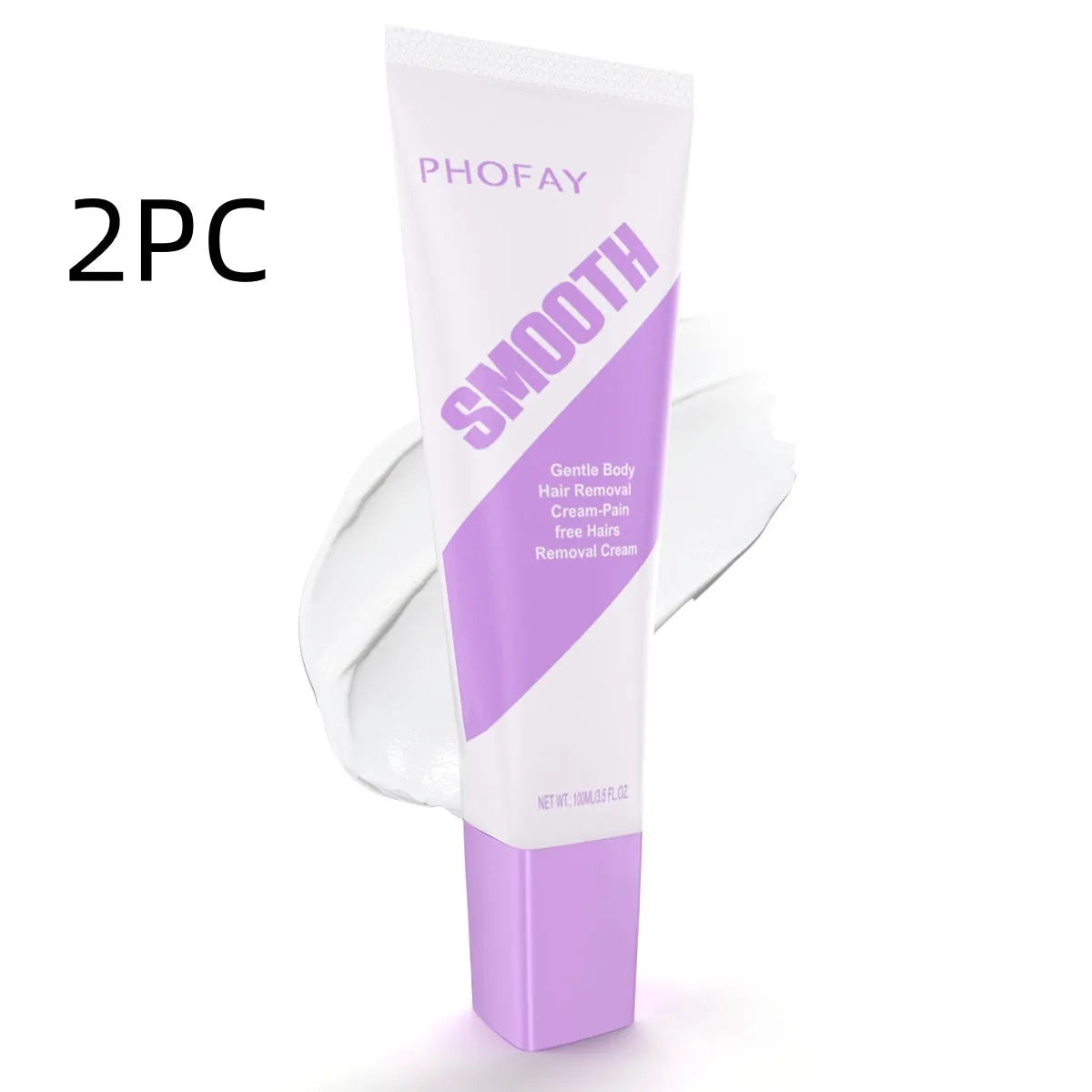 PHOFAY pain-free hair removal cream tube with included plastic applicator scraper tool