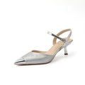 Women's genuine leather high-heeled sandals with pointed toe and 6cm heel in multiple colour options