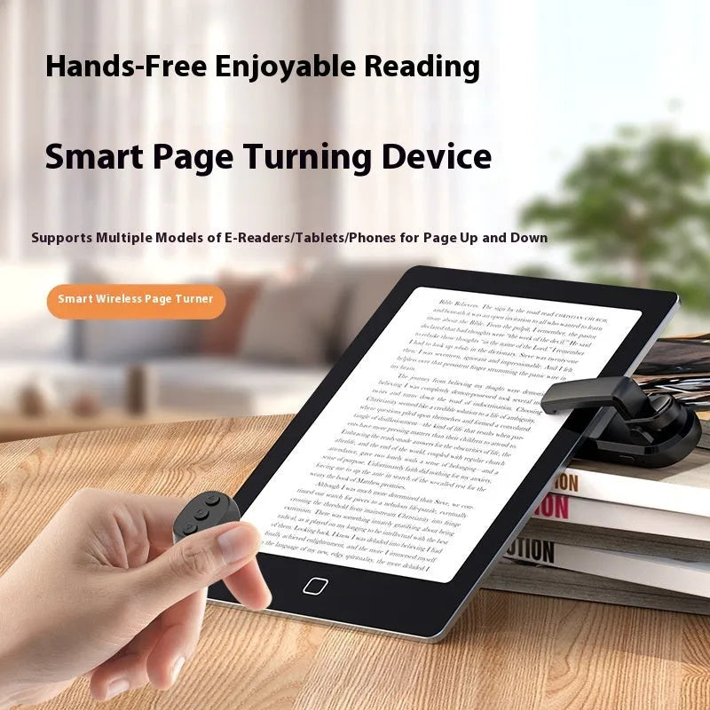 Smart wireless page turner remote control with clicker options in black, pink and white colours
