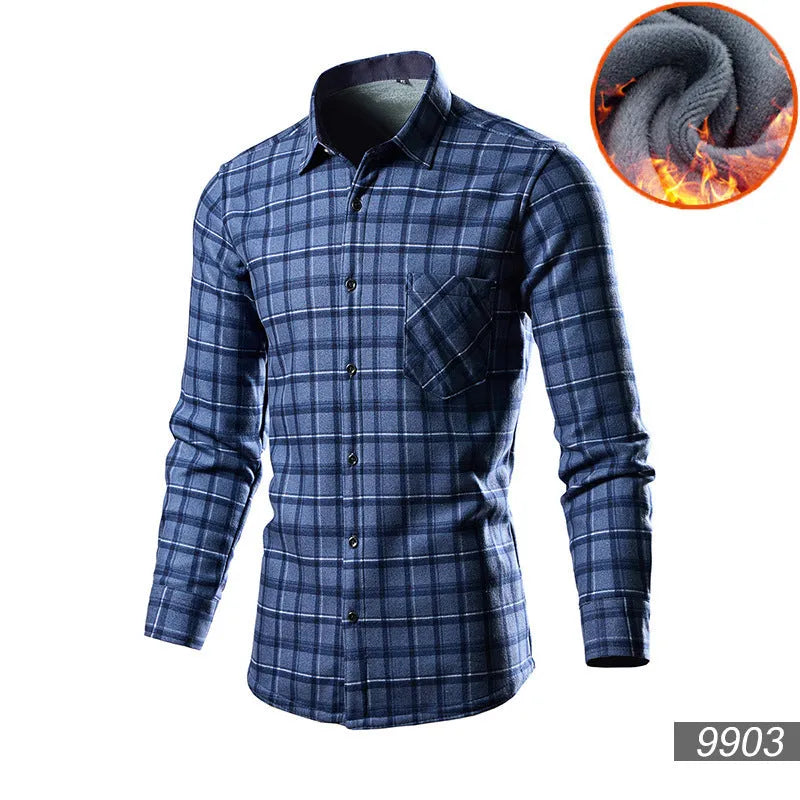 Men's loose fit fleece-lined cardigan shirt in cotton blend fabric, available in multiple colours and sizes XL to 5XL