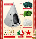 Grey handmade felt cone cat house with enclosed tent design measuring 50cm