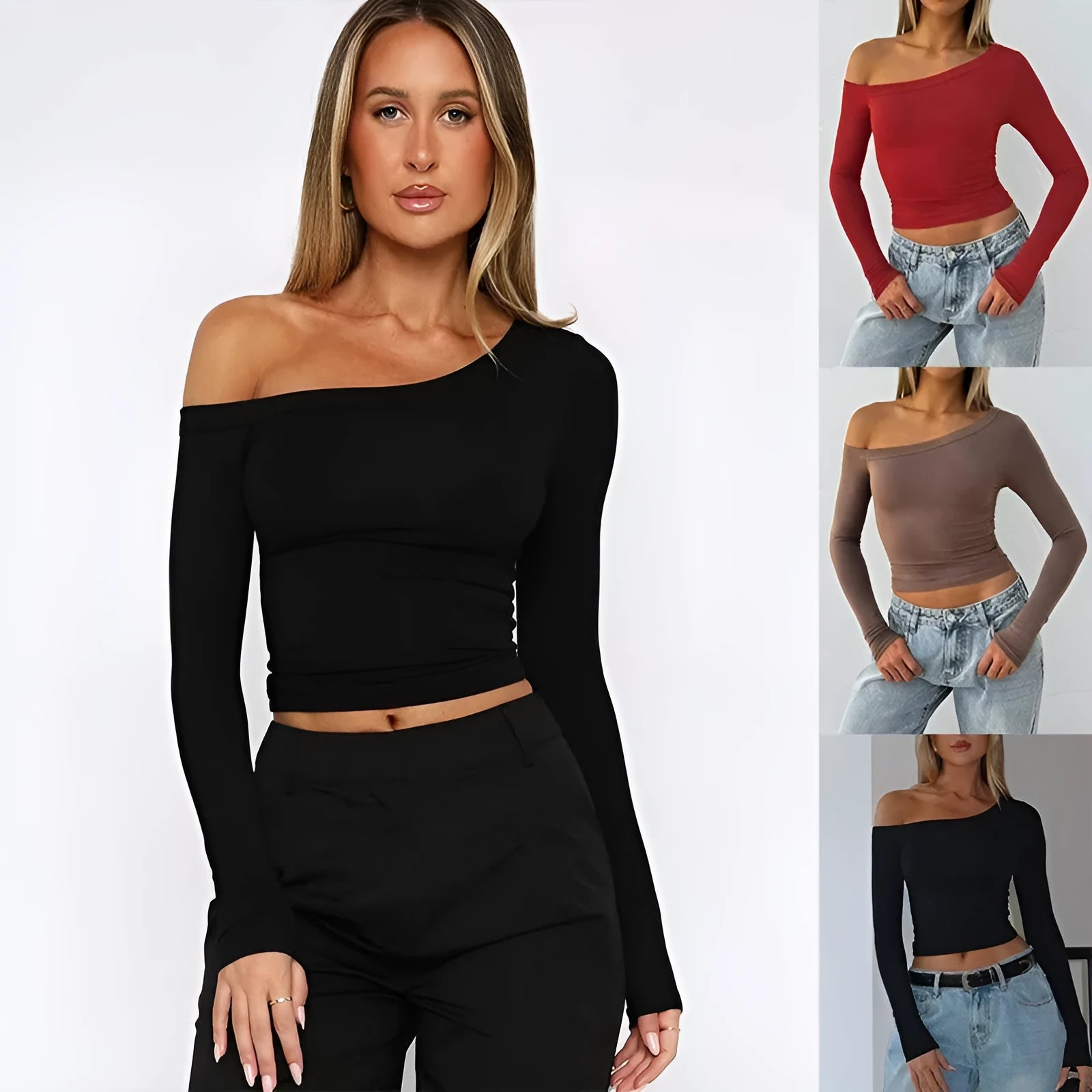 Women's slim fit long sleeve knitted cardigan with cross shoulder strap detail in black.