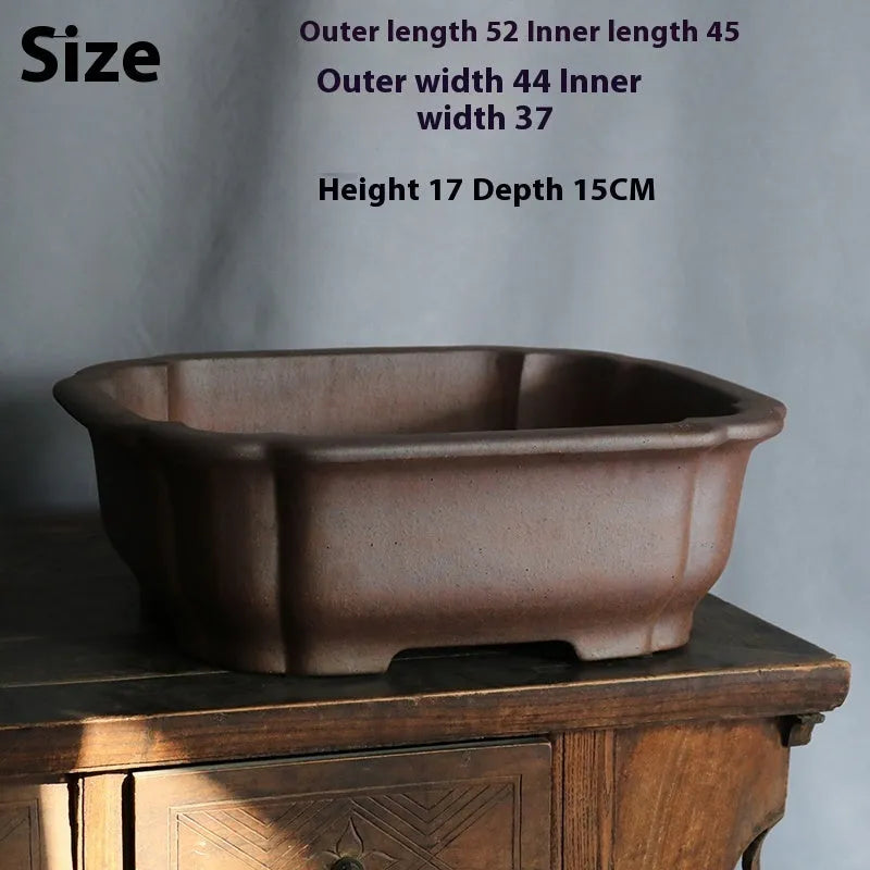 Purple sand rectangular bonsai flower pot with modern design for floor standing plant display