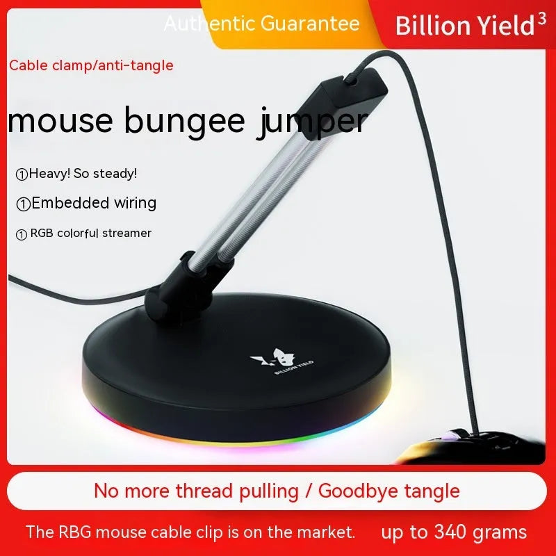 Black and white ABS plastic mouse cable holder for desk mounting.
