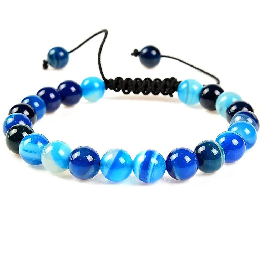 Women's flat knot braided healing bracelet with hand-woven geometric patterns