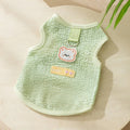 Breathable hollowed-out cat clothes with a cartoon bear patch in blue.