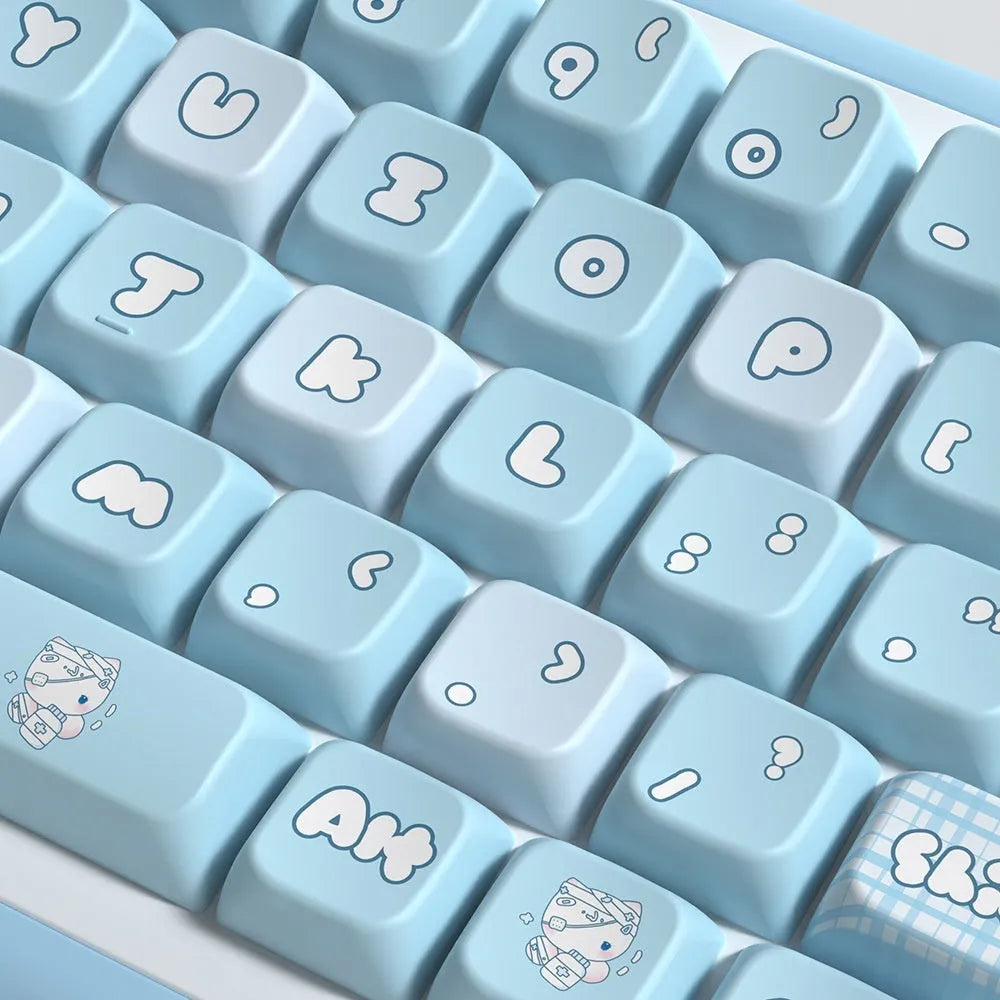 Water colour kitten custom design PBT key cap set for mechanical keyboards, 138 or 158 keys