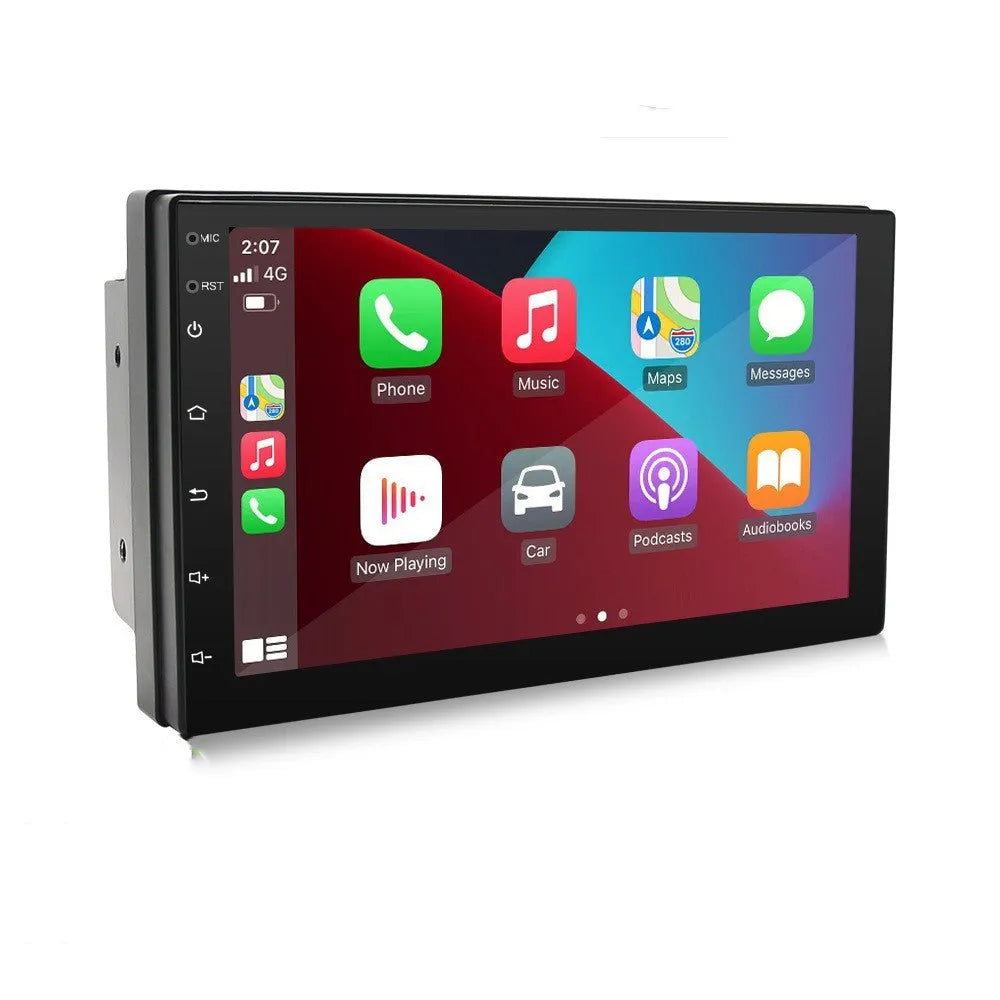 Black universal 7-inch car navigation player with GPS and Apple Carplay for manual transmission vehicles