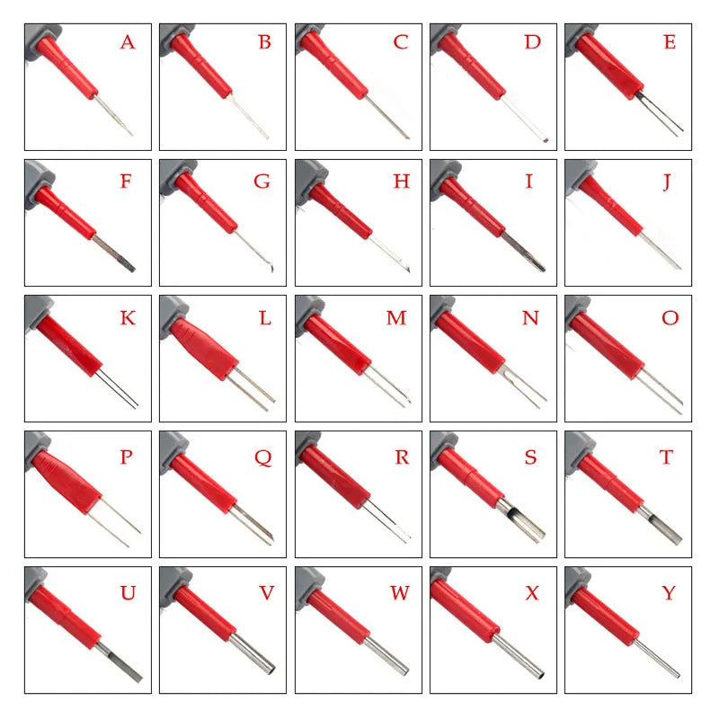 25-piece car terminal removal needle and pull-out key tool kit for automotive electrical harness disassembly.
