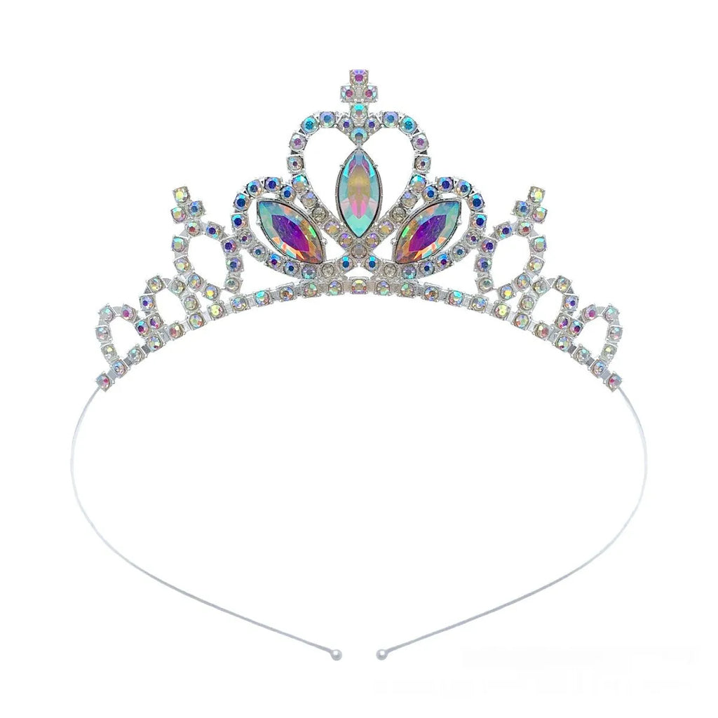 Alloy princess crown headdress with electroplated finish in gold tone with diamond colour effects