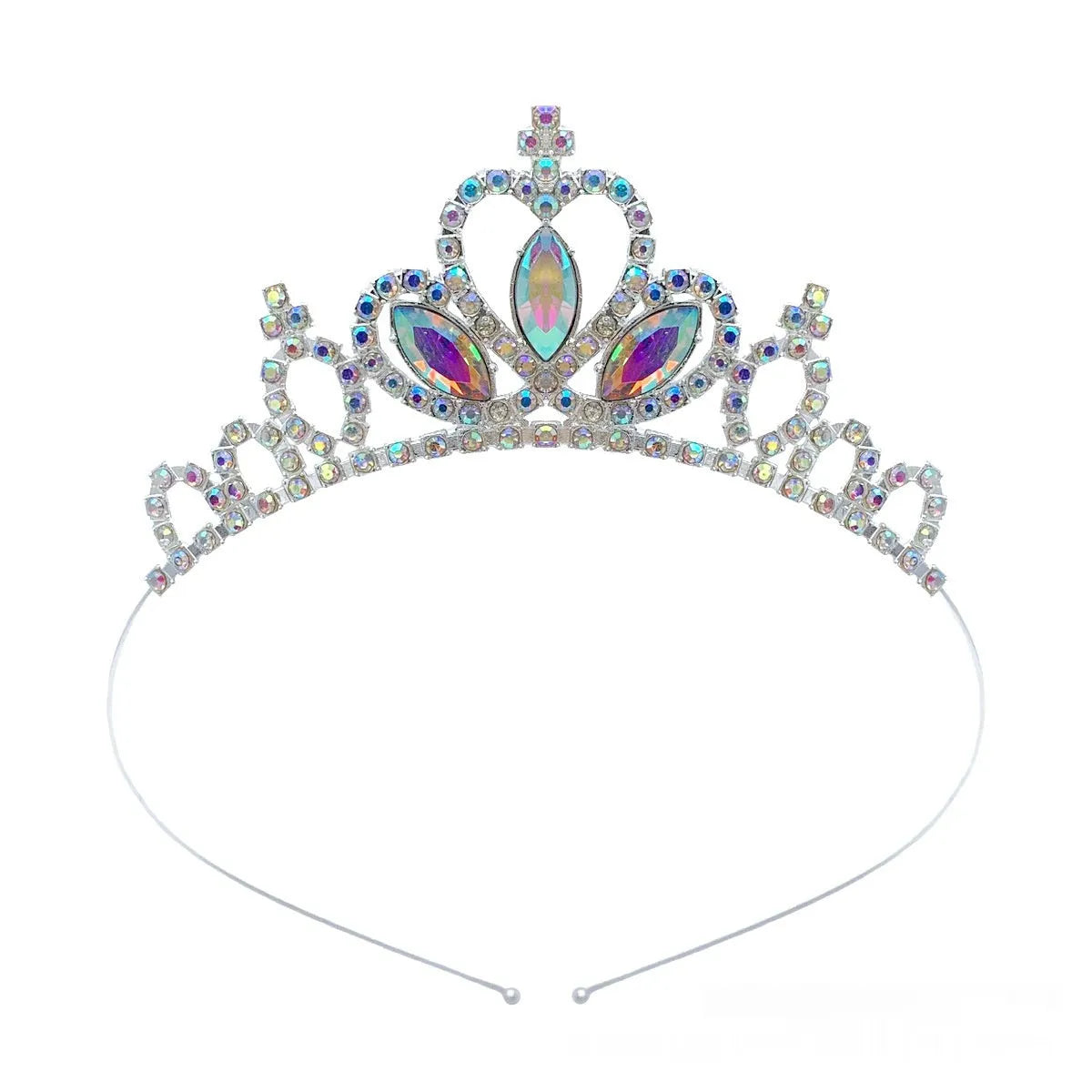 Alloy princess crown headdress with electroplated finish in gold tone with diamond colour effects